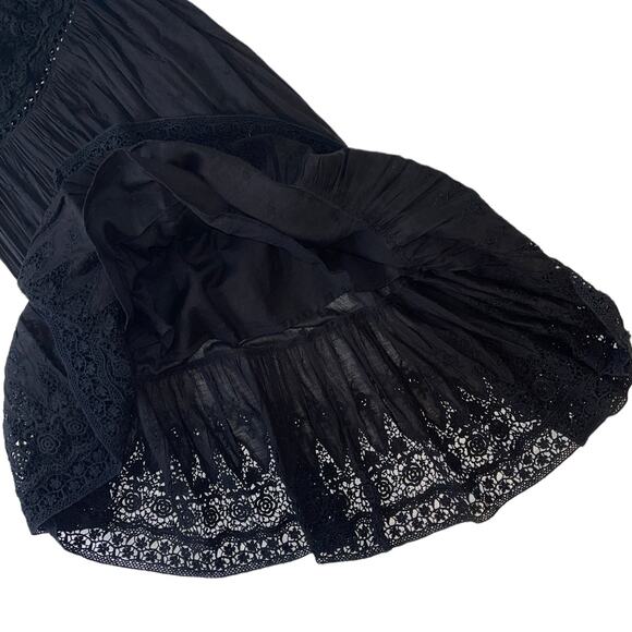 Loves Shack Fancy Pamela Asymmetric One Shoulder Black Midi Dress Size XS - Picture 9 of 14